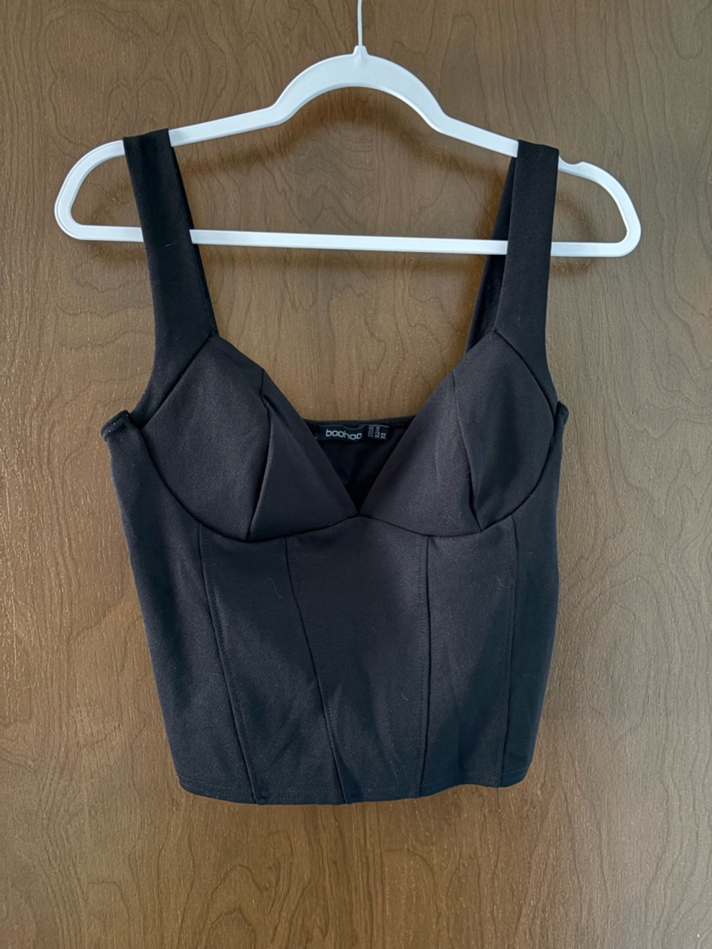 Boohoo Black Structured Bustier Crop Cami